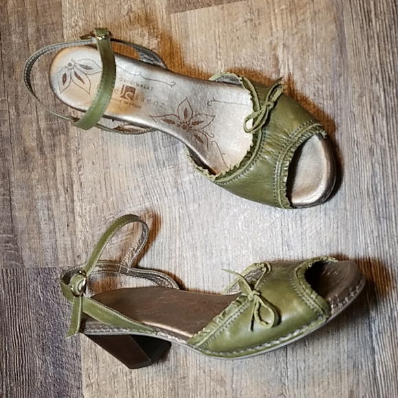 Jose Saenz Size 39 Green Leather Peep Toe Pump Heel Sandal - Picture 11 of 16